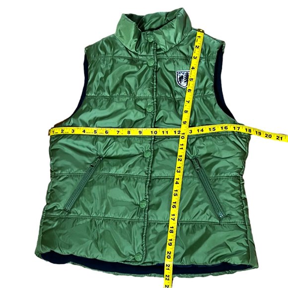 American Eagle Olive Green Snap Insulated Puffer Vest Zipper Pockets, Size S/P - Picture 3 of 9